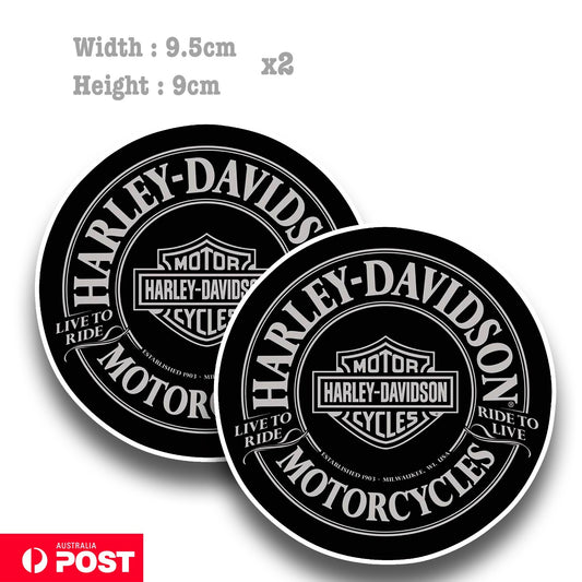Harley Davidson Round Logo - Live to Ride Motorcycle Sticker 