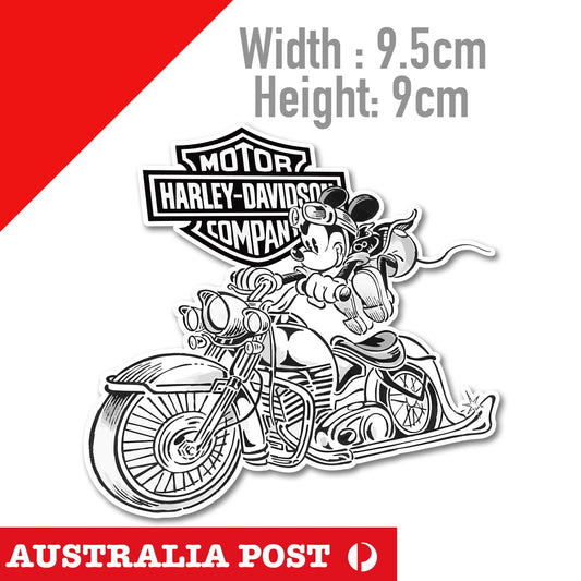 Harley Davidson Mickey Mouse, Laptop, Helmet, Bike Sticker