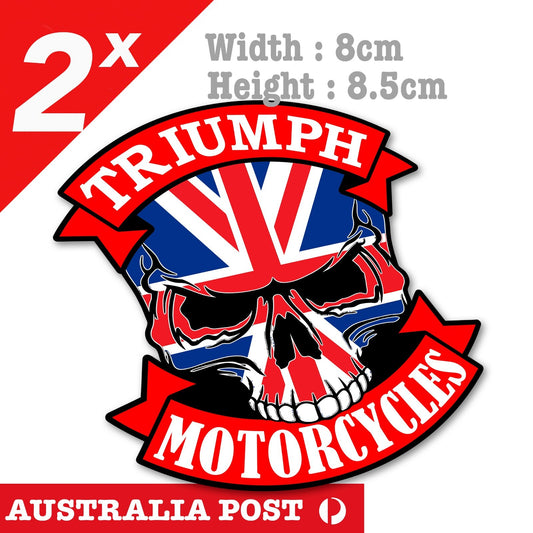 Triumph Motorcycle Skull British Flag Logo Kingdom , Helmet Bike Decal Stickers