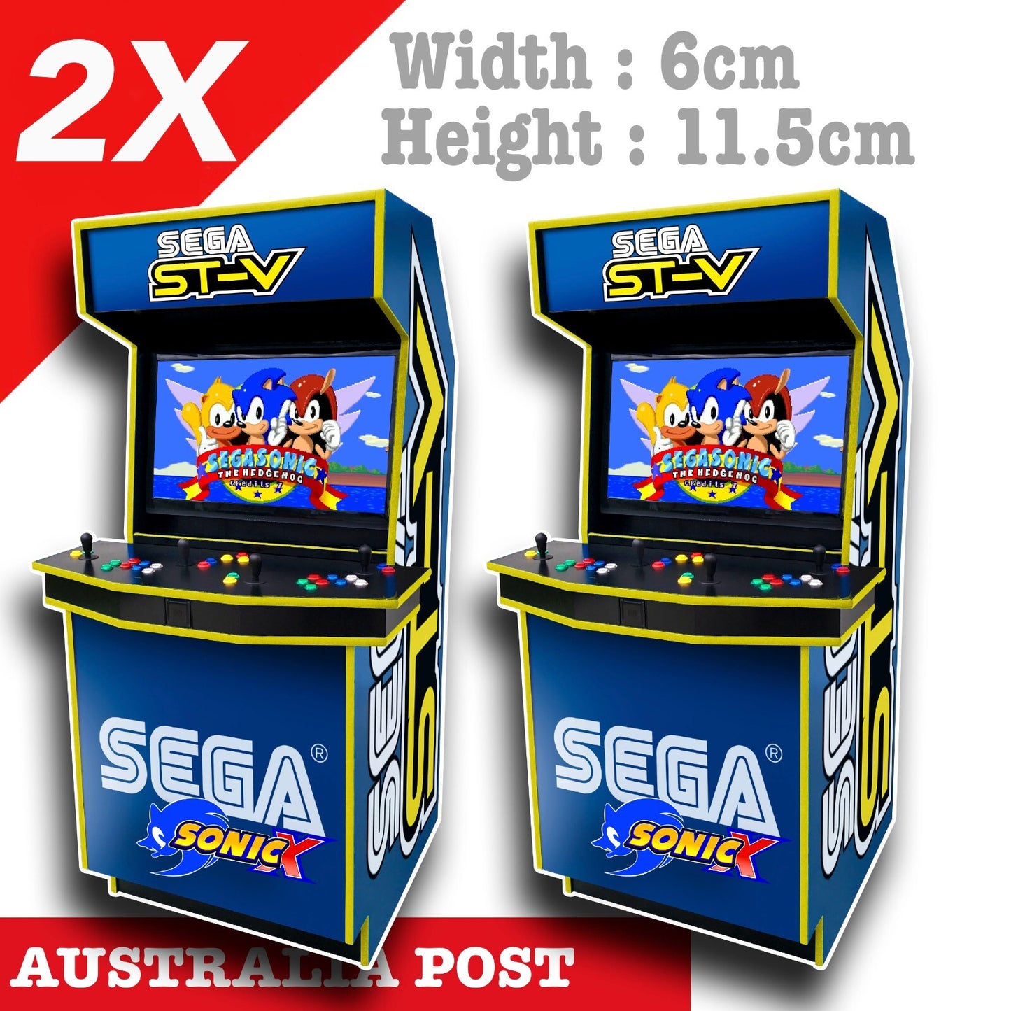 Sonic SEGA Arcade Game Cabinet, Vintage Old Game Stickers