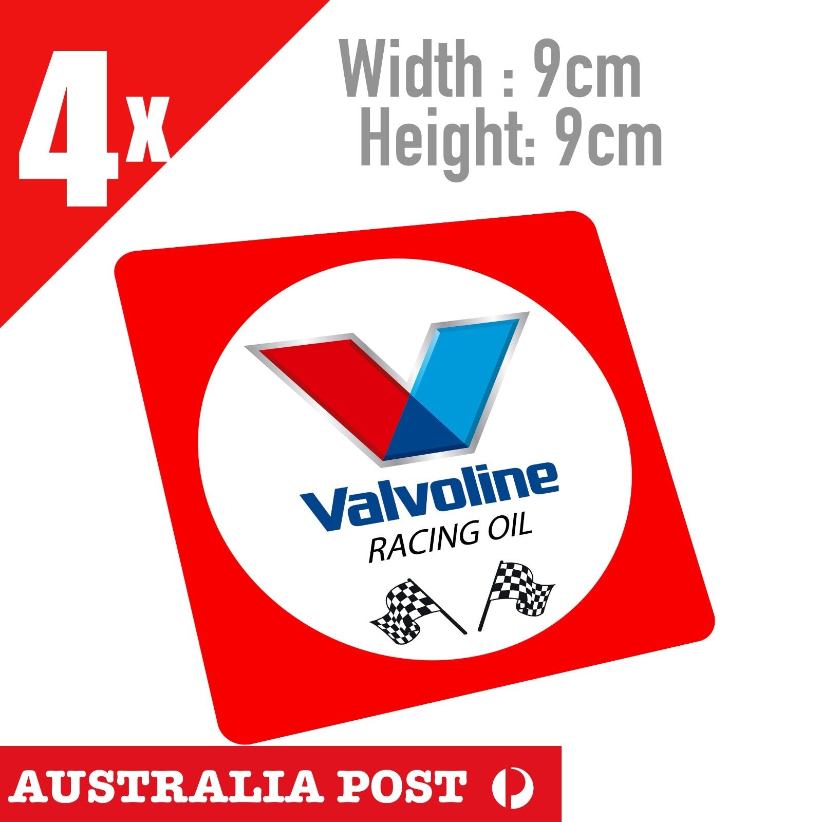 VALVOLINE  Racing Oil, Quality Lubricants x4 Sticker
