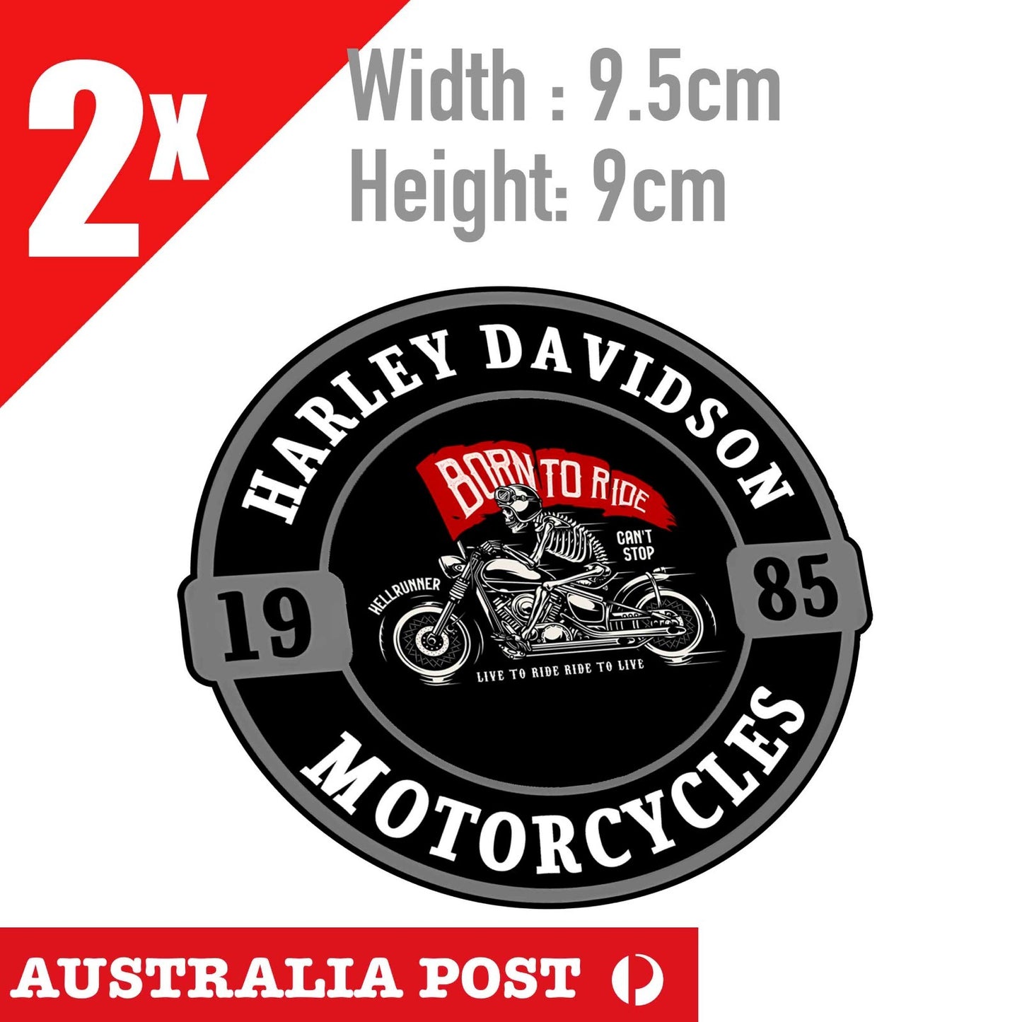 HARLEY Davidson Logo Skull Rider  Born To Ride  RED Flag, Fuel Tank Logo Sticker