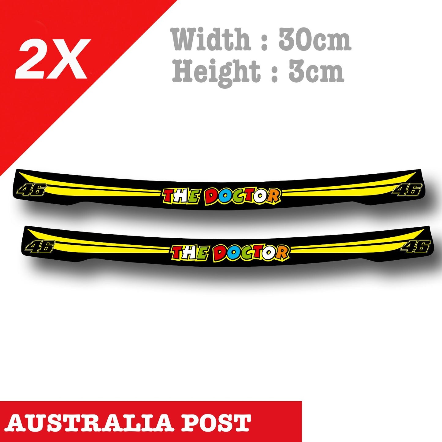 The Doctor 46 - Valentino Rossi's VR46 The Doctor Helmet Visor Stickers