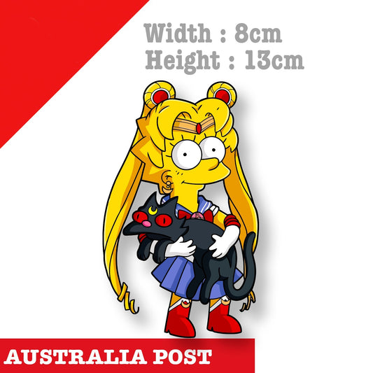 Lisa Simpson As Sailor Moon Funny Cartoon Sticker