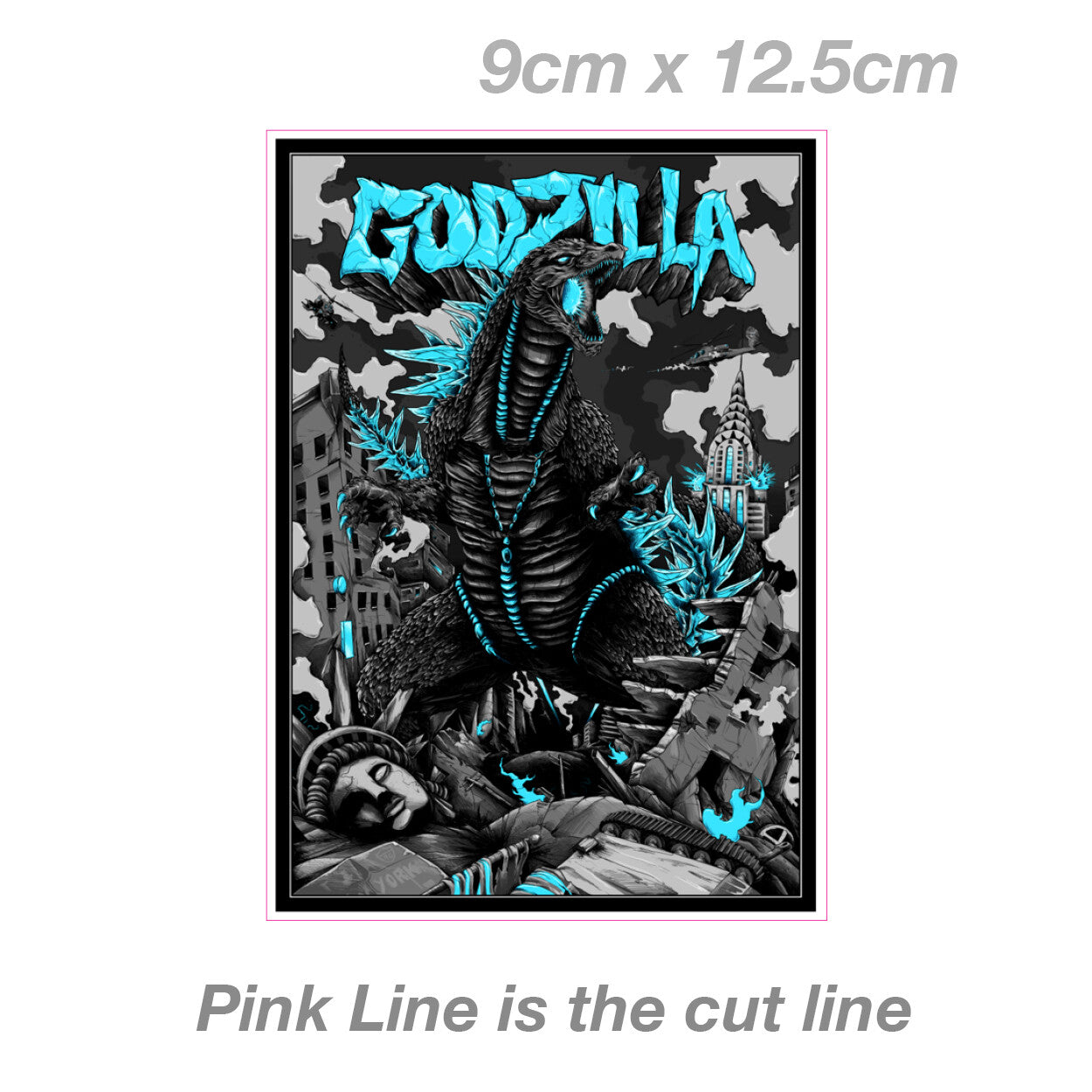 Godzilla Destroys New York Japan JDM Laptop , Car  Vinyl  Sticker 