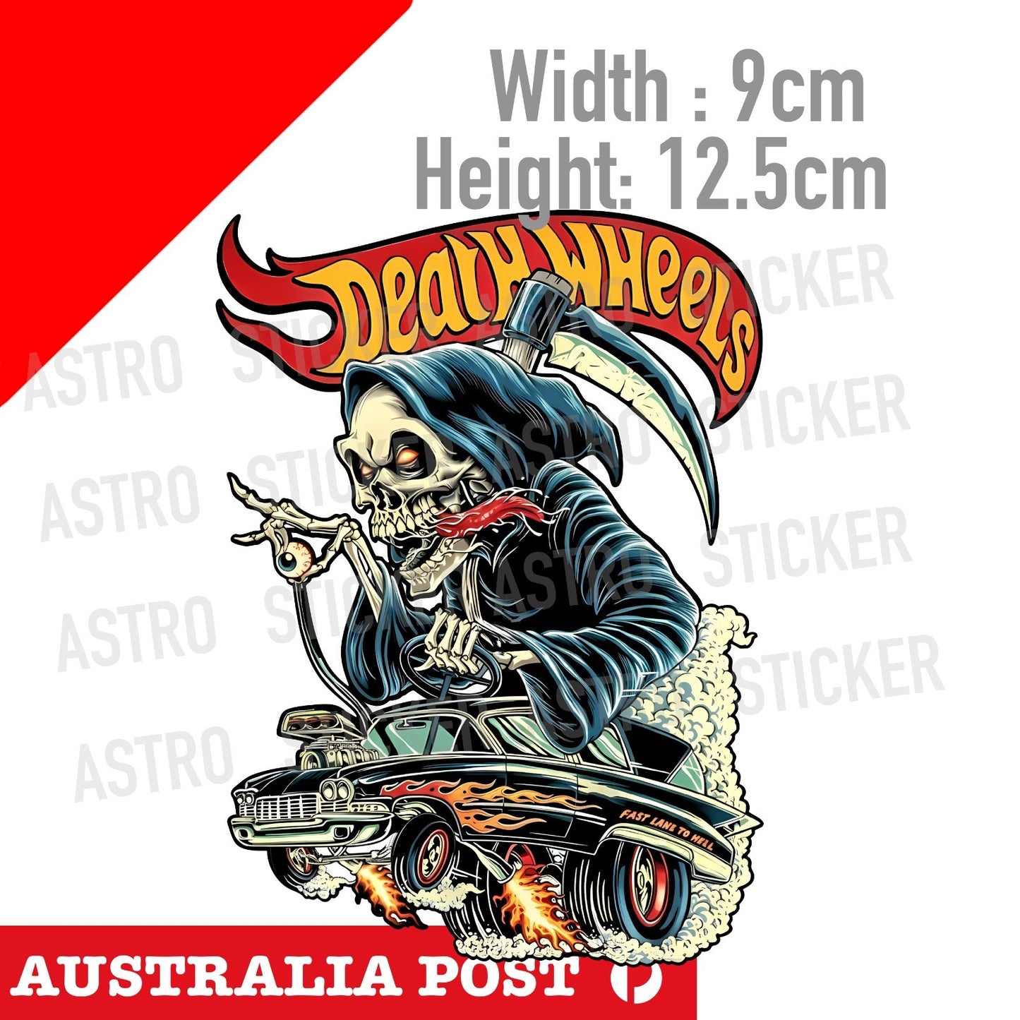 HOT WHEELS Death Wheels The Ripper Skull Hot Rod Chevy Sticker