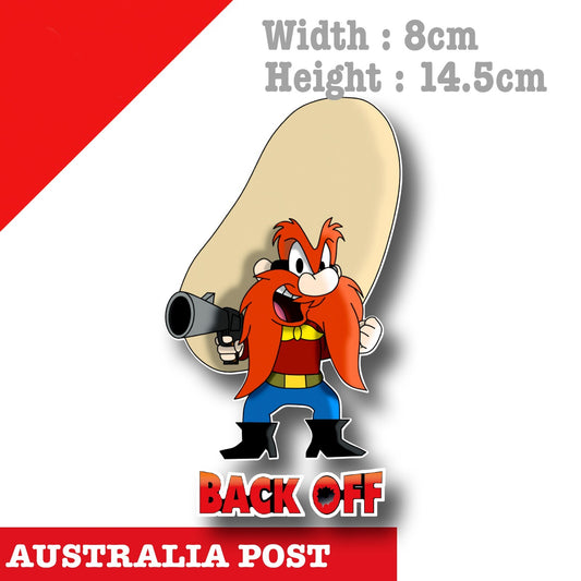 Yosemite Sam Back OFF  Funny Looney Tune cowboy Sticker