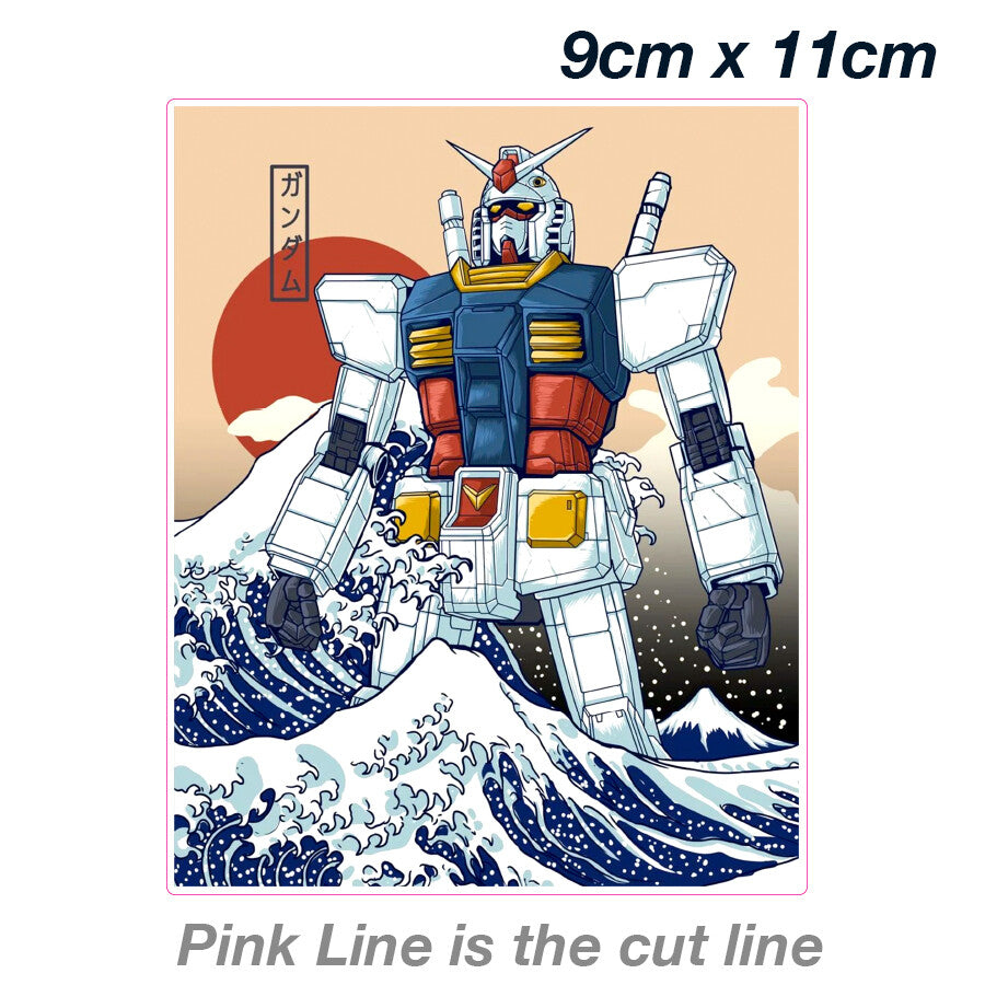 The Great Wave off Kanagawa  Gundam JDM JAPA Laptop , Car  Vinyl  Sticker 