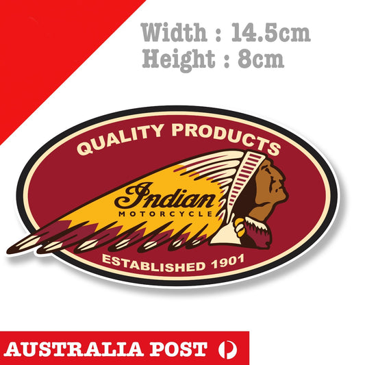 Indian Motorcycle  Logo, ESTABLISHED 1901, Fuel Tank, Helmet Sticker