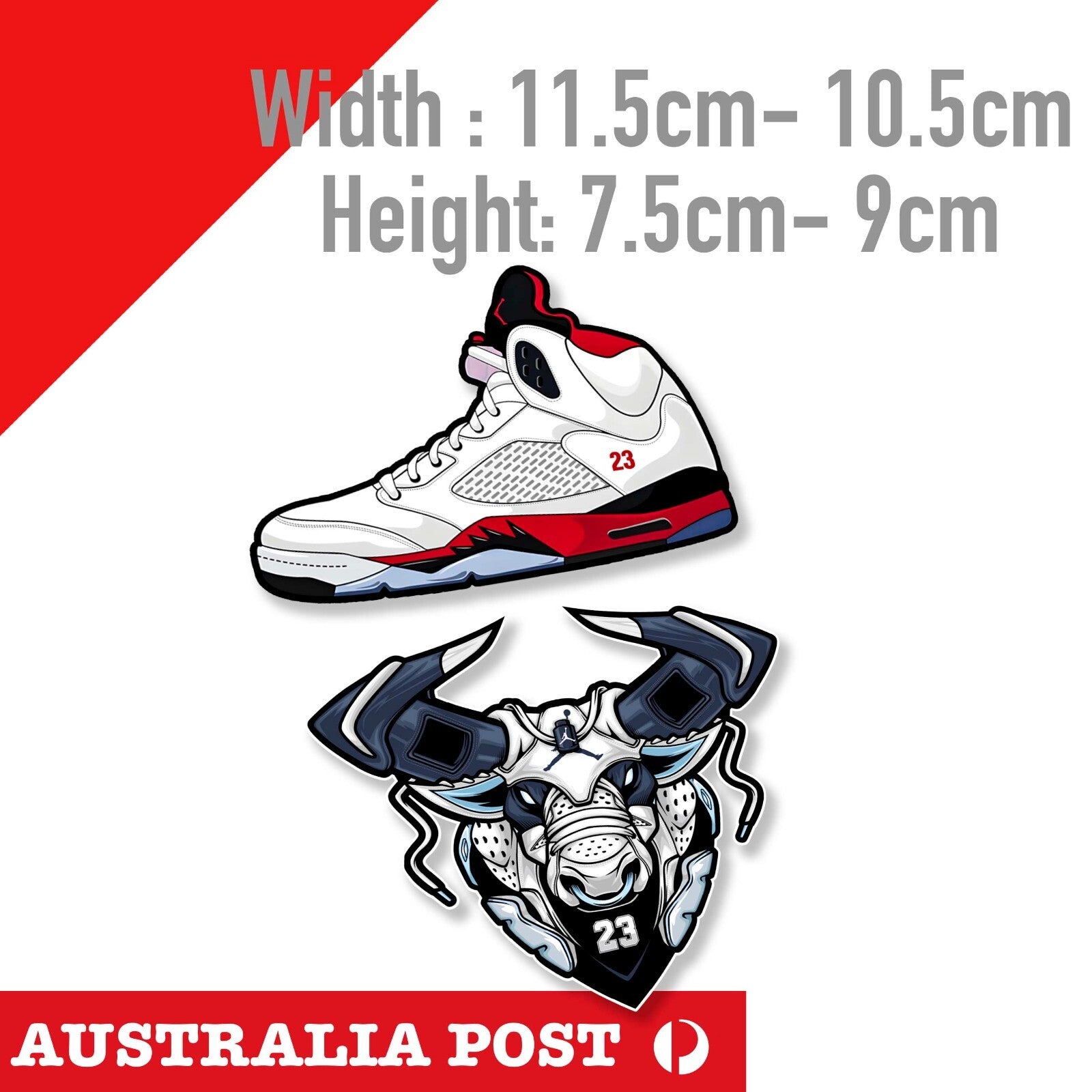 CHICAGO BULLS NBA Air Jordan Number 23 Michael Jordan Bull Logo & Shoes  Sticker