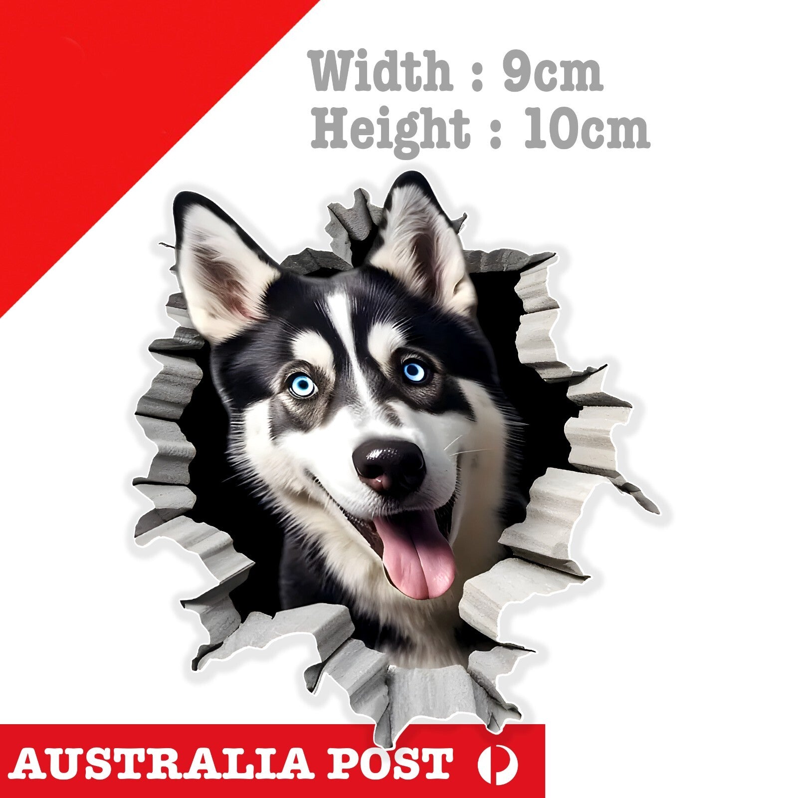 Husky Dog Funny Coming through Wall , Animal Dog Sticker