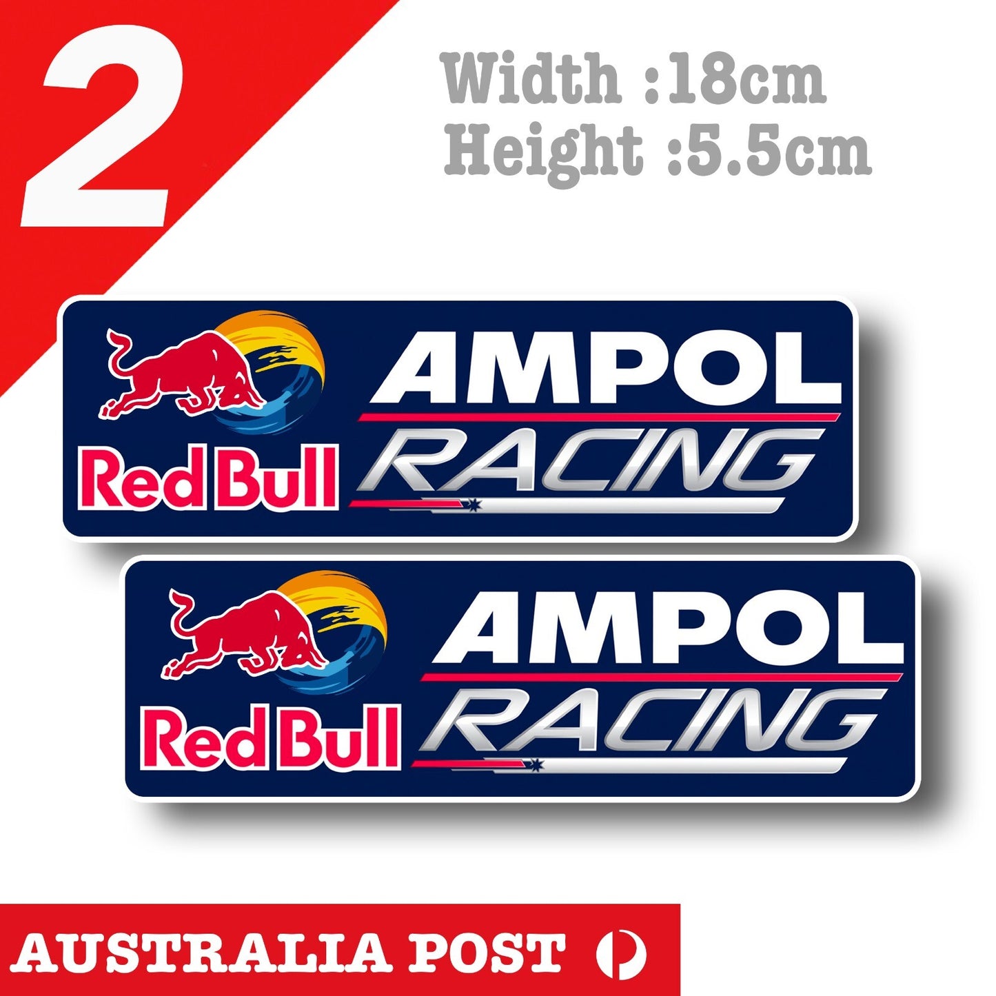 RED BULL AMPOL Racing Team Logo Bar Fridge Toobox , Car  Decal Sticker