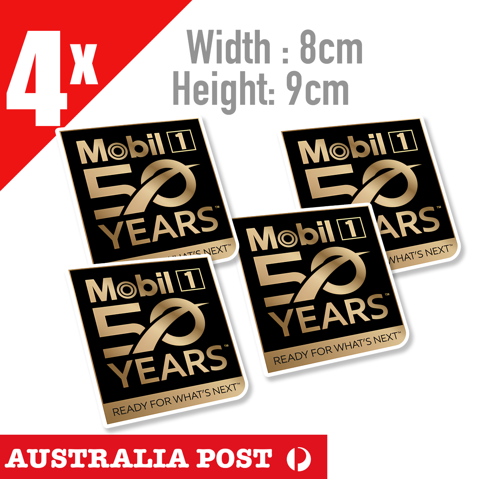 Mobil 1 Motor Oil  50YEARS Gold - MOBIL 1 Logo , Mancave   Stickers