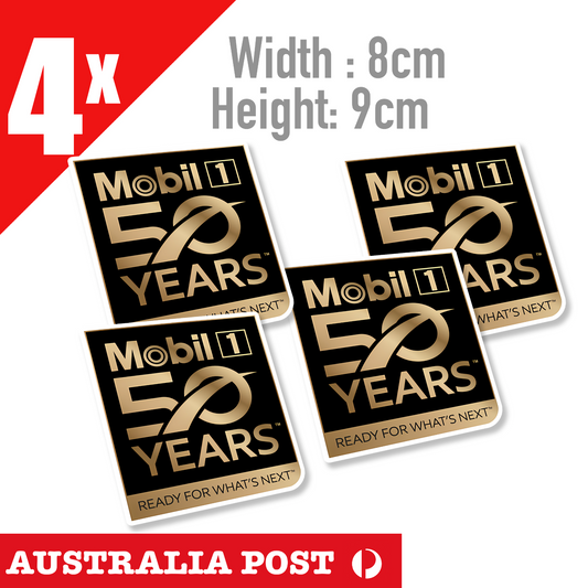 Mobil 1 Motor Oil  50YEARS Gold - MOBIL 1 Logo , Mancave   Stickers