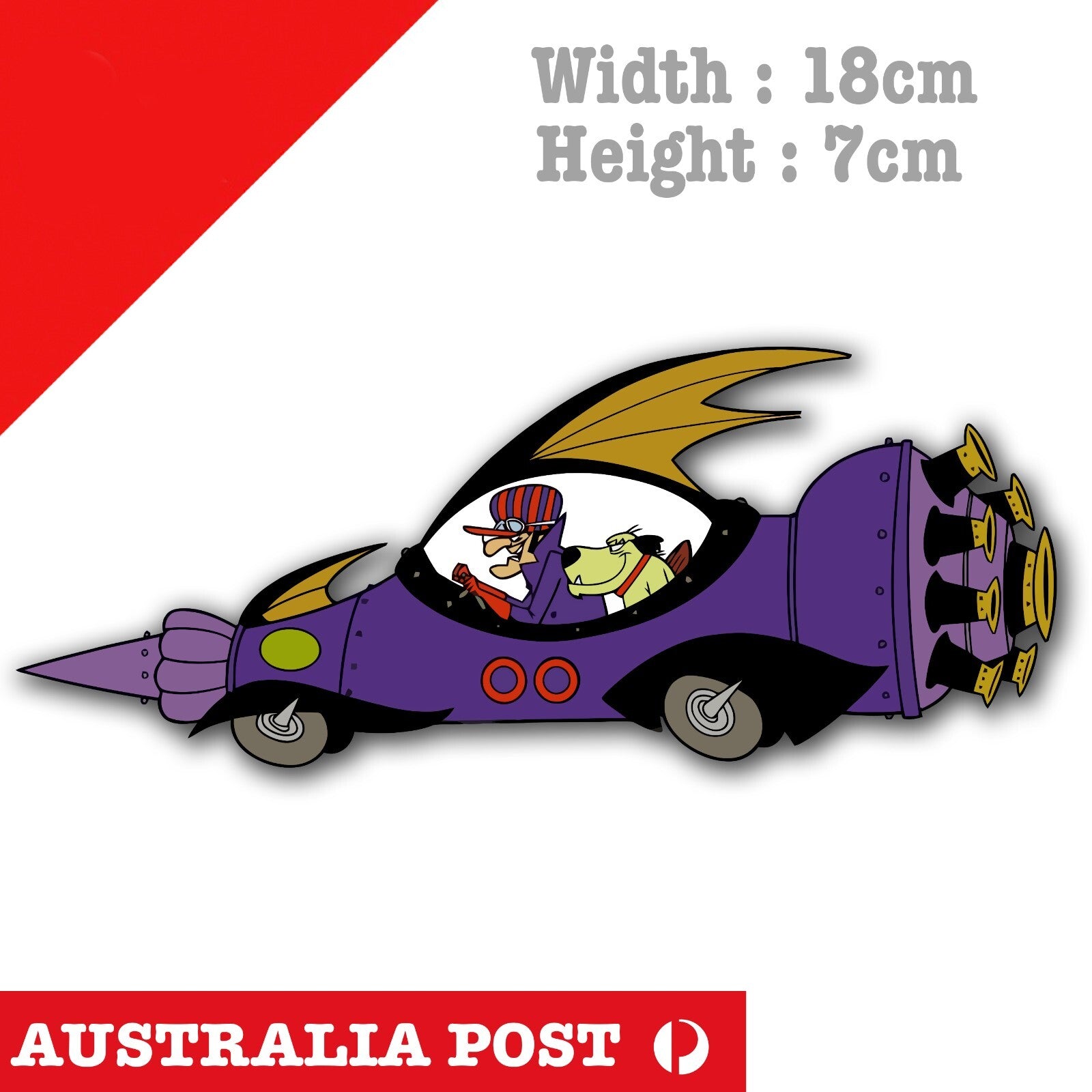 Muttley and Dastardly Automobile Funny Cartoon , Laptop  Decal Sticker