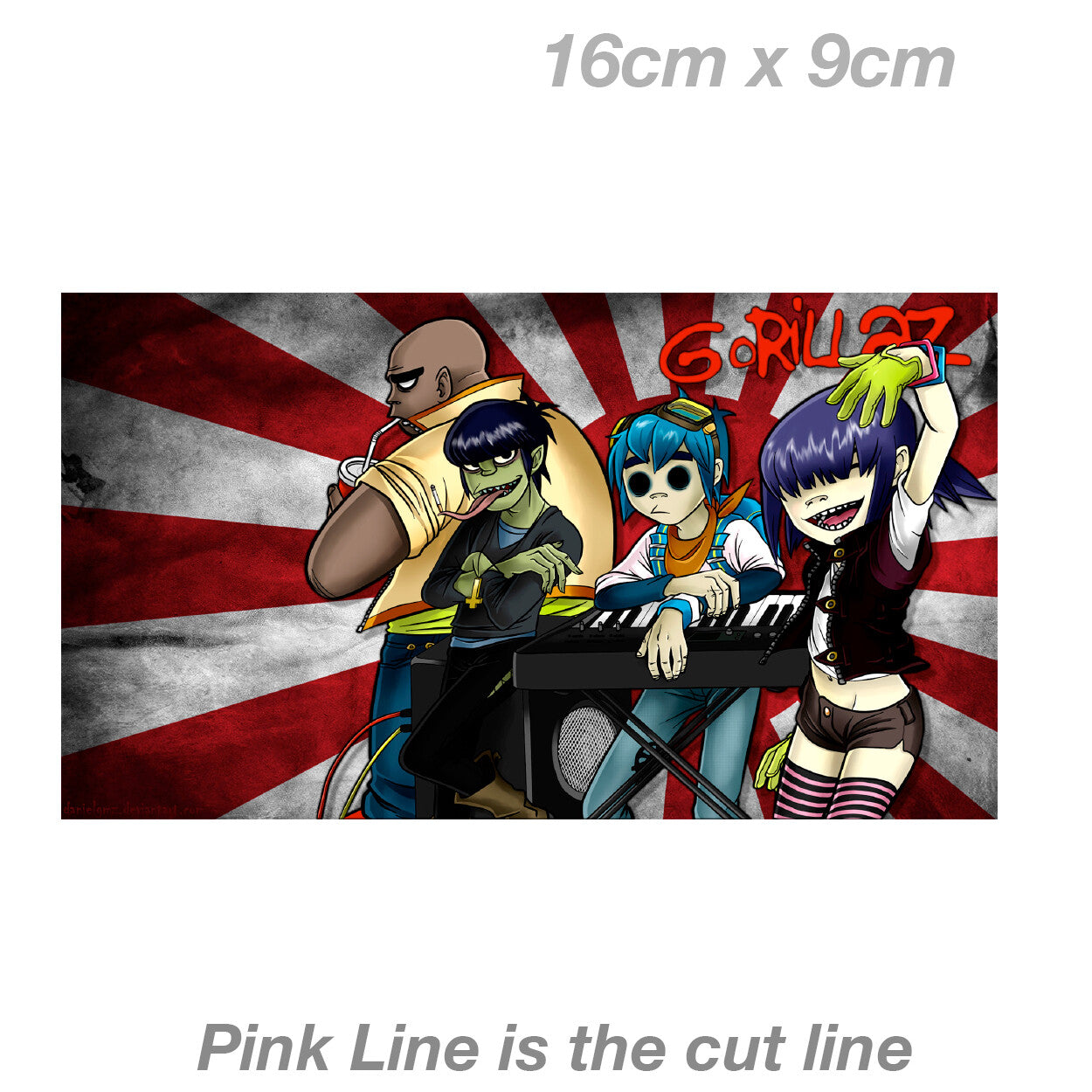 GORILLAZ JDM Rising Sun Flag  Band Laptop , Car  Vinyl  Sticker 