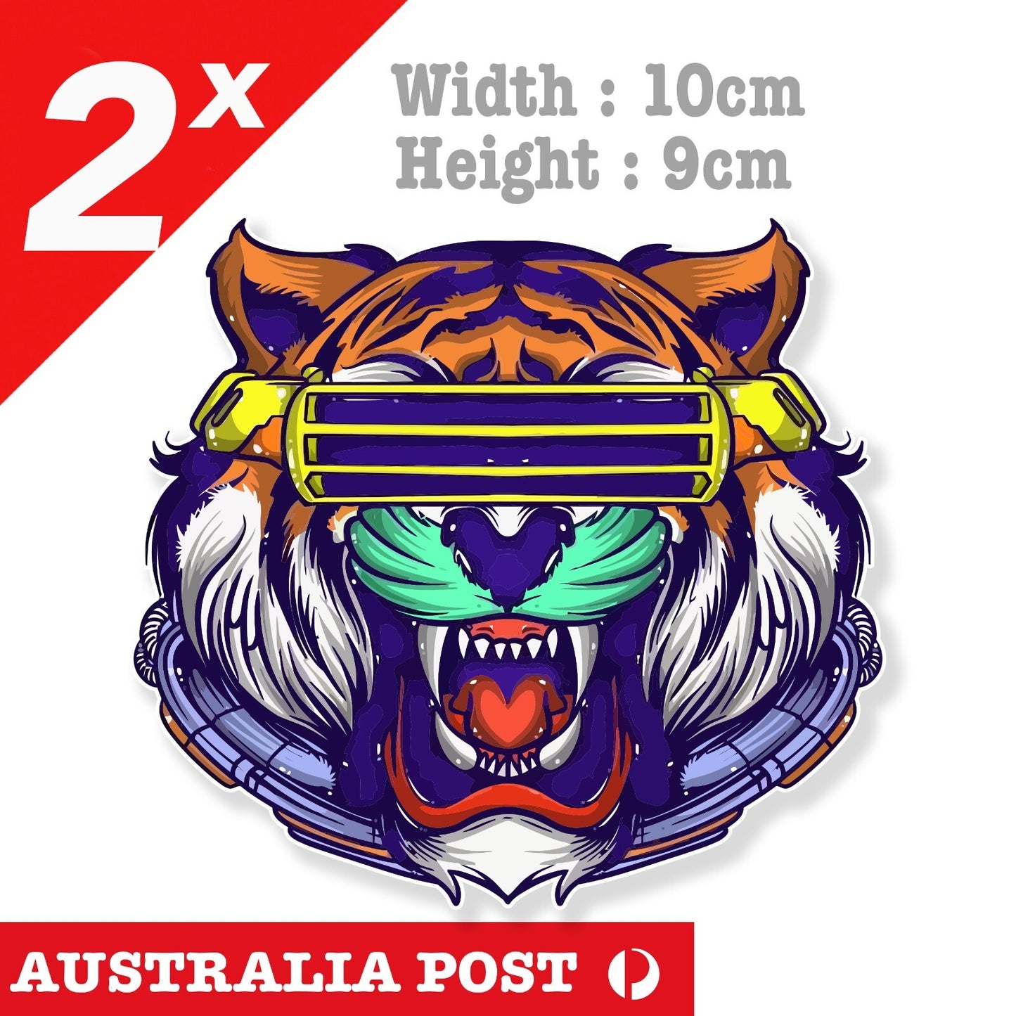 Angry Tiger, CYBERPUNK  Tiger Animal Sticker