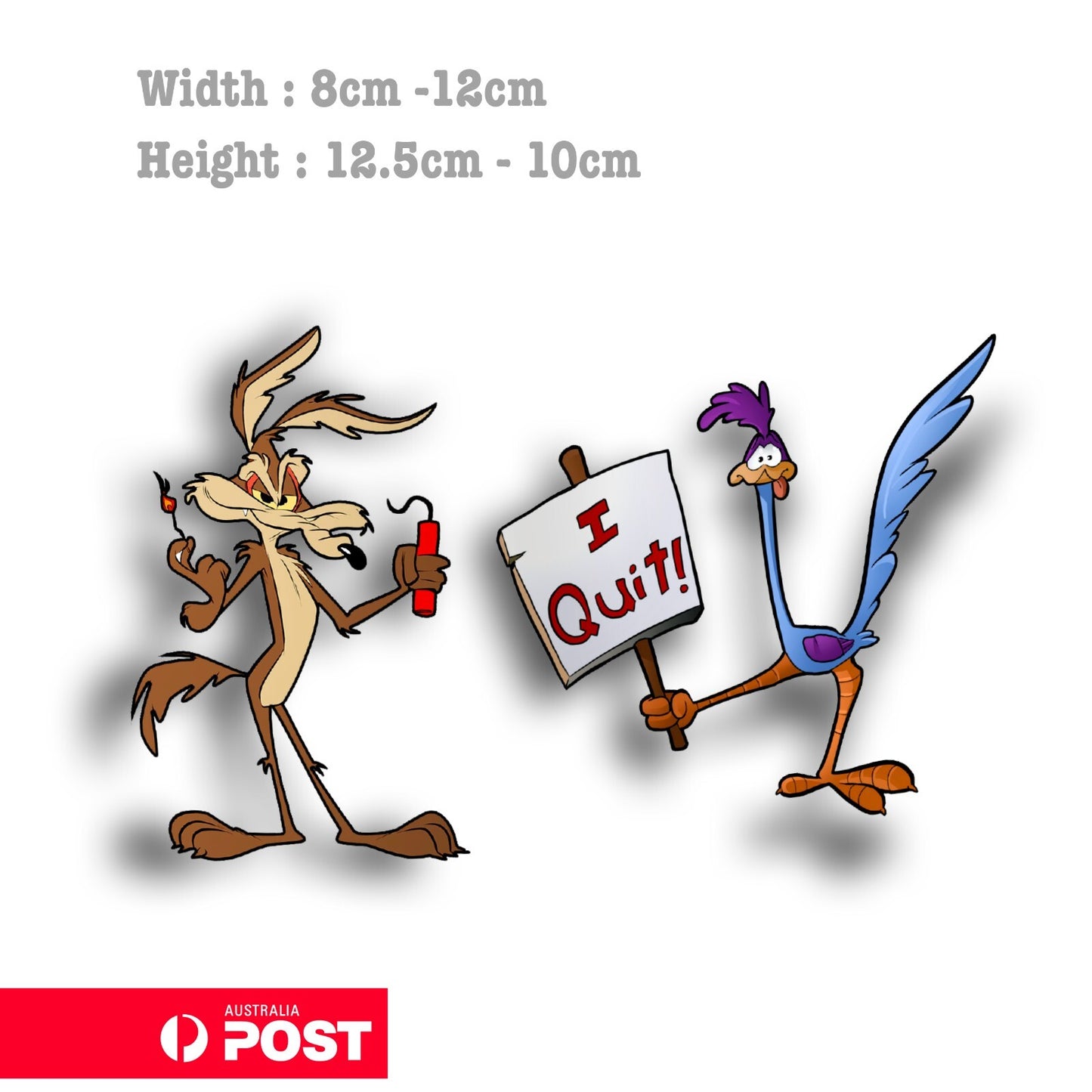 Road Runner and Wile E Coyote - I QUIT Funny Decal Stickers