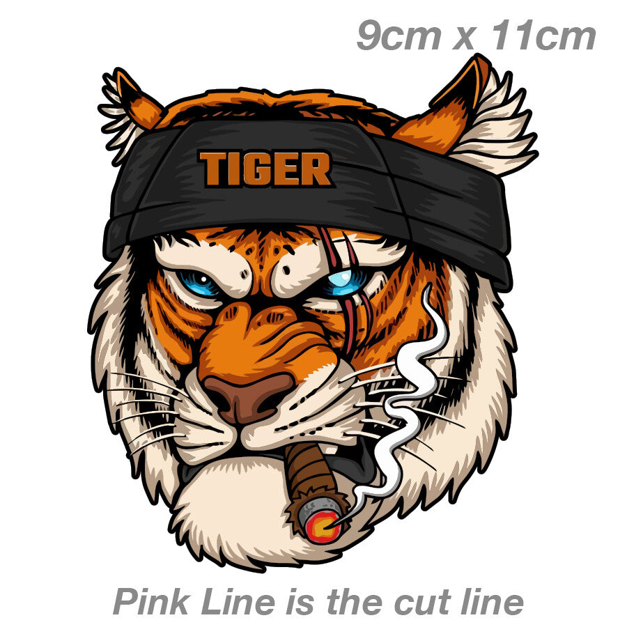 Tiger Smoking Laptop , Car  Vinyl  Sticker 