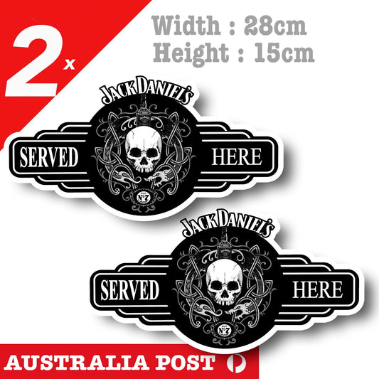 Jack Daniels Whiskey Skull Served Here Logo Bar Fridge, Car  Vinyl  Stickers