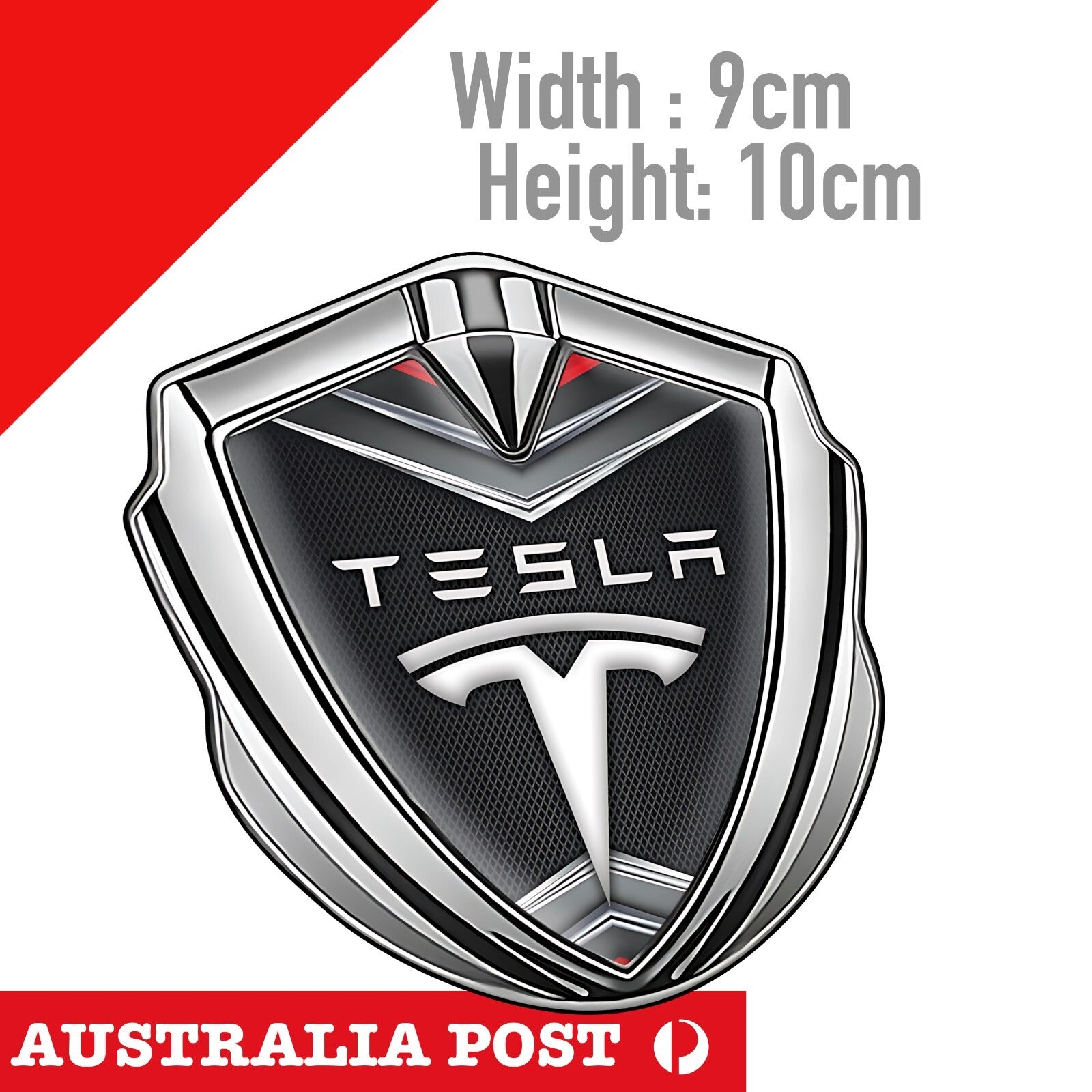TESLA Logo Badge , TESLA EV LOGO Mesh Chrome Sticker