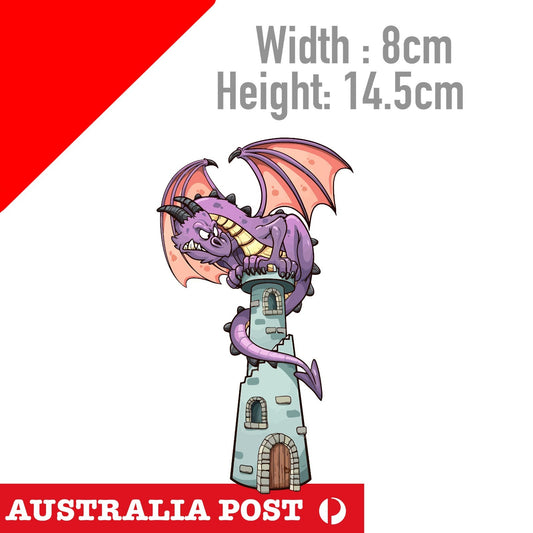 Dragon on Castle Cartoon Dragon Sticker