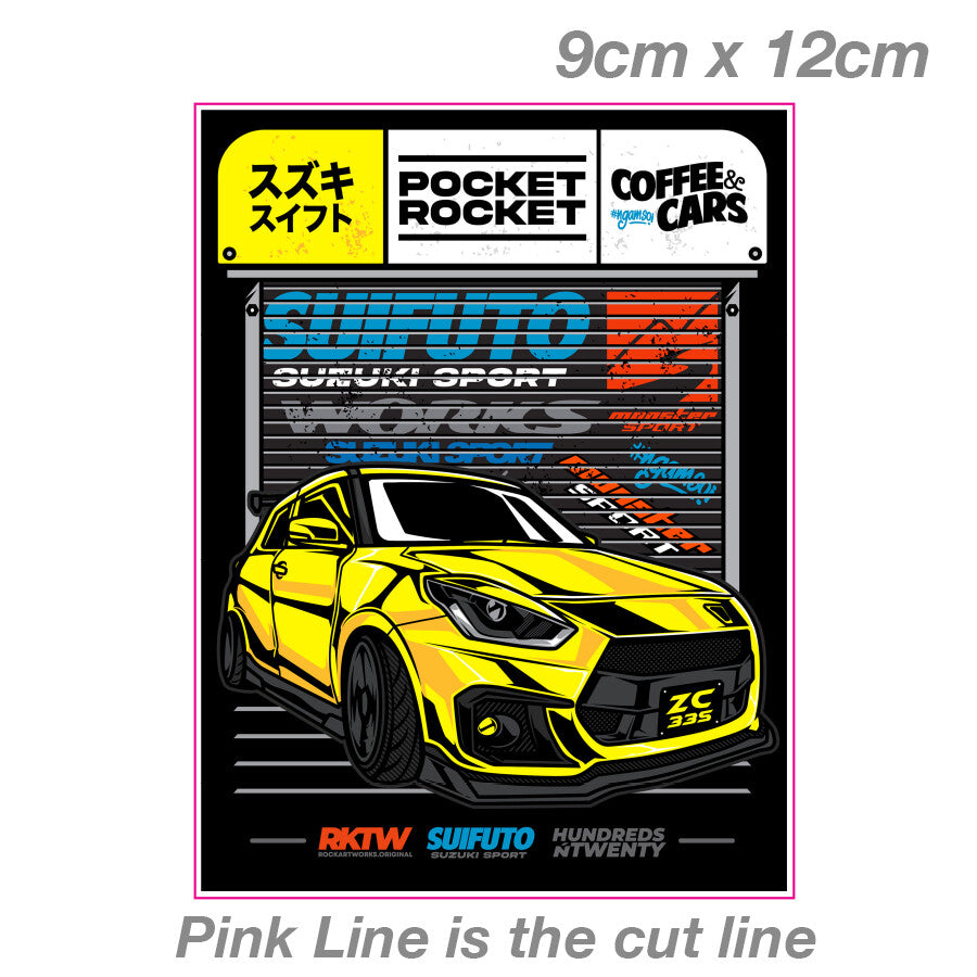 Suzuki Swift Sport Rocket Yellow  Laptop , Car  Vinyl  Sticker 