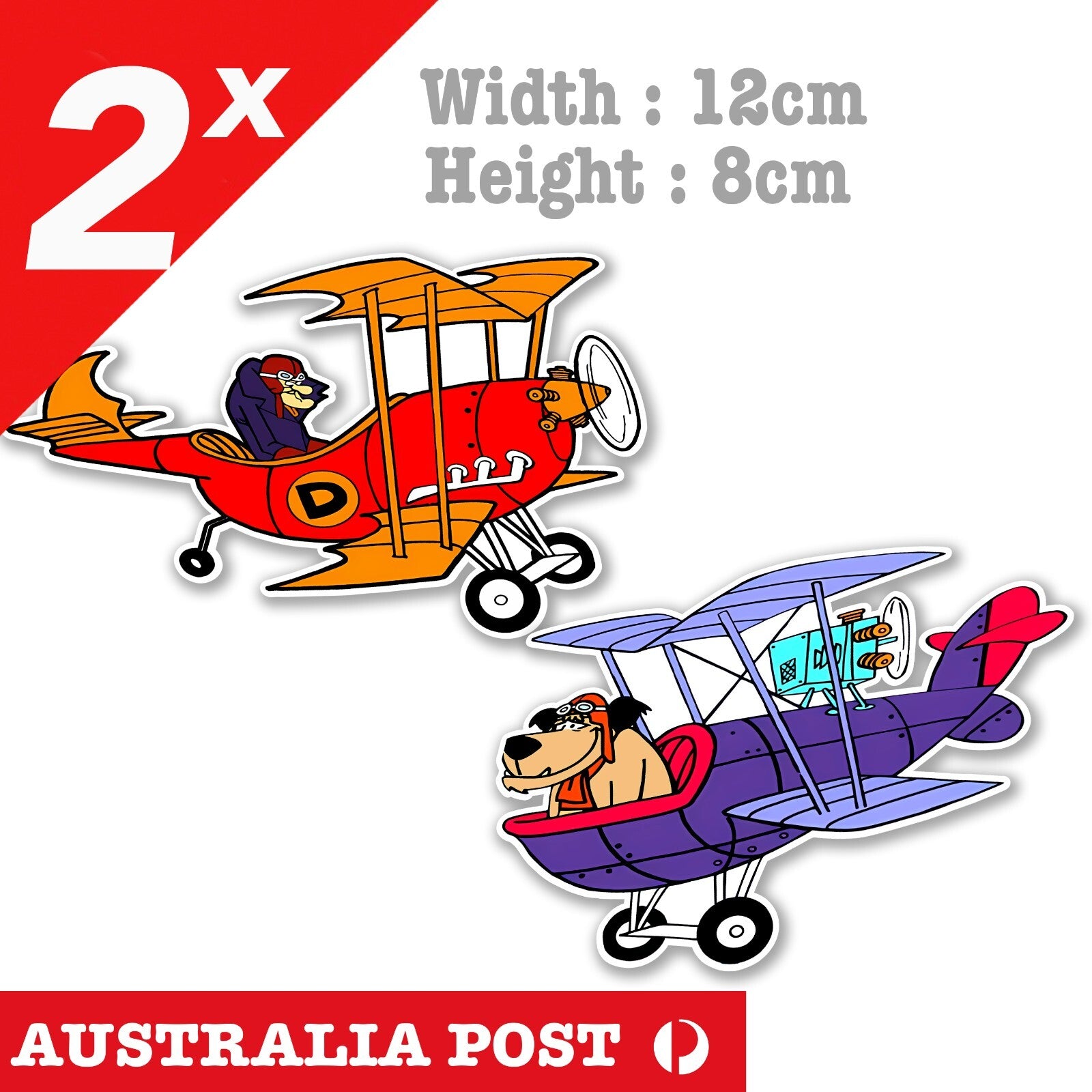 Dastardly and Muttley The Dog Flying , Motorcycle, Helmet Cartoon Stickers