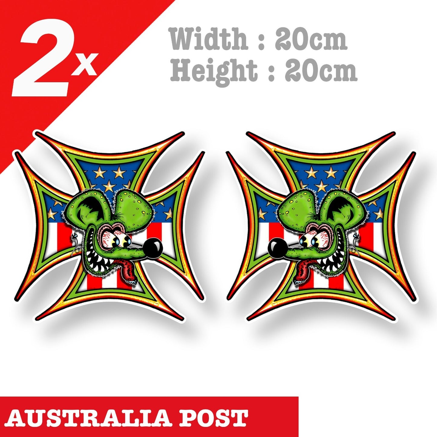 RAT FINK Nation Logo Cross Logo Large  Stickers