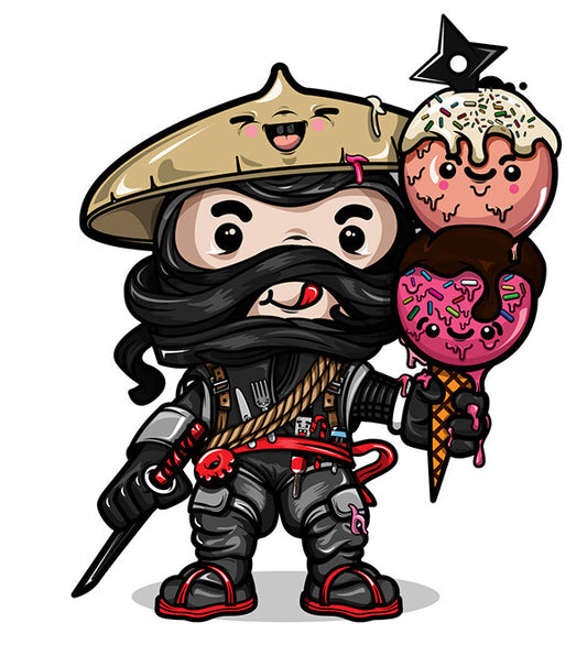 Ninja Donut Funny Cute Sticker 