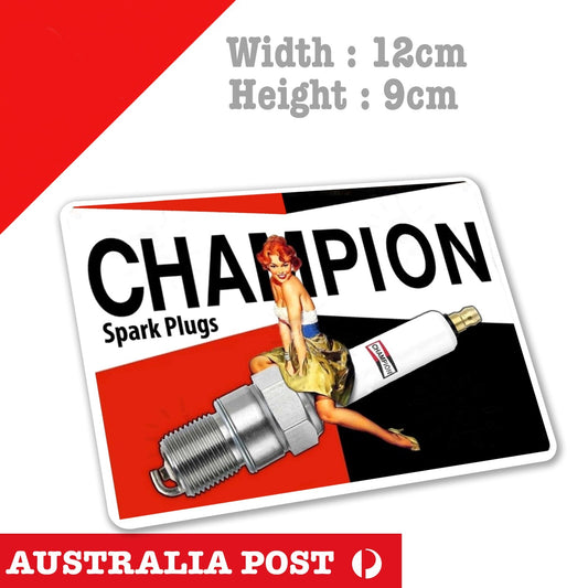 Champion Spark Plug Service, Pin Up Girl,Vintage, Car, Laptop, garage  Sticker