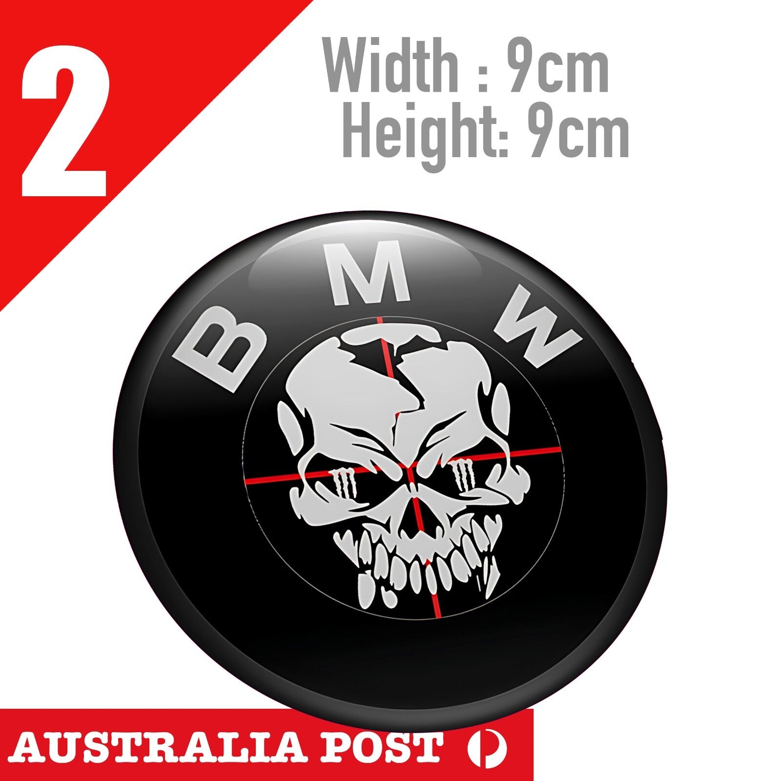 BMW SKULL HEAD Round Logo Stickers