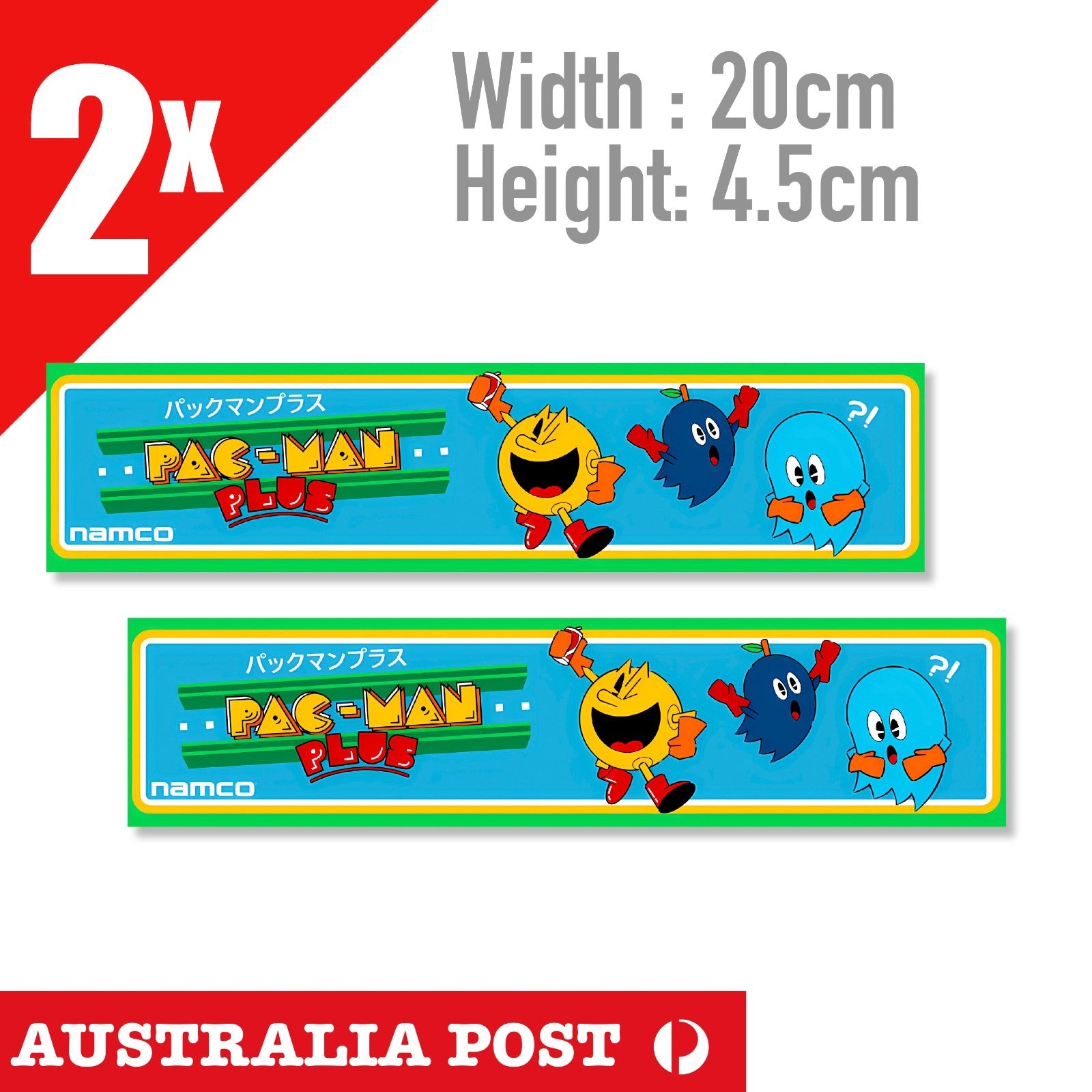 Pac-Man Plus Japanese Marquee Logo Vintage Arcade Game Banner Sticker ...