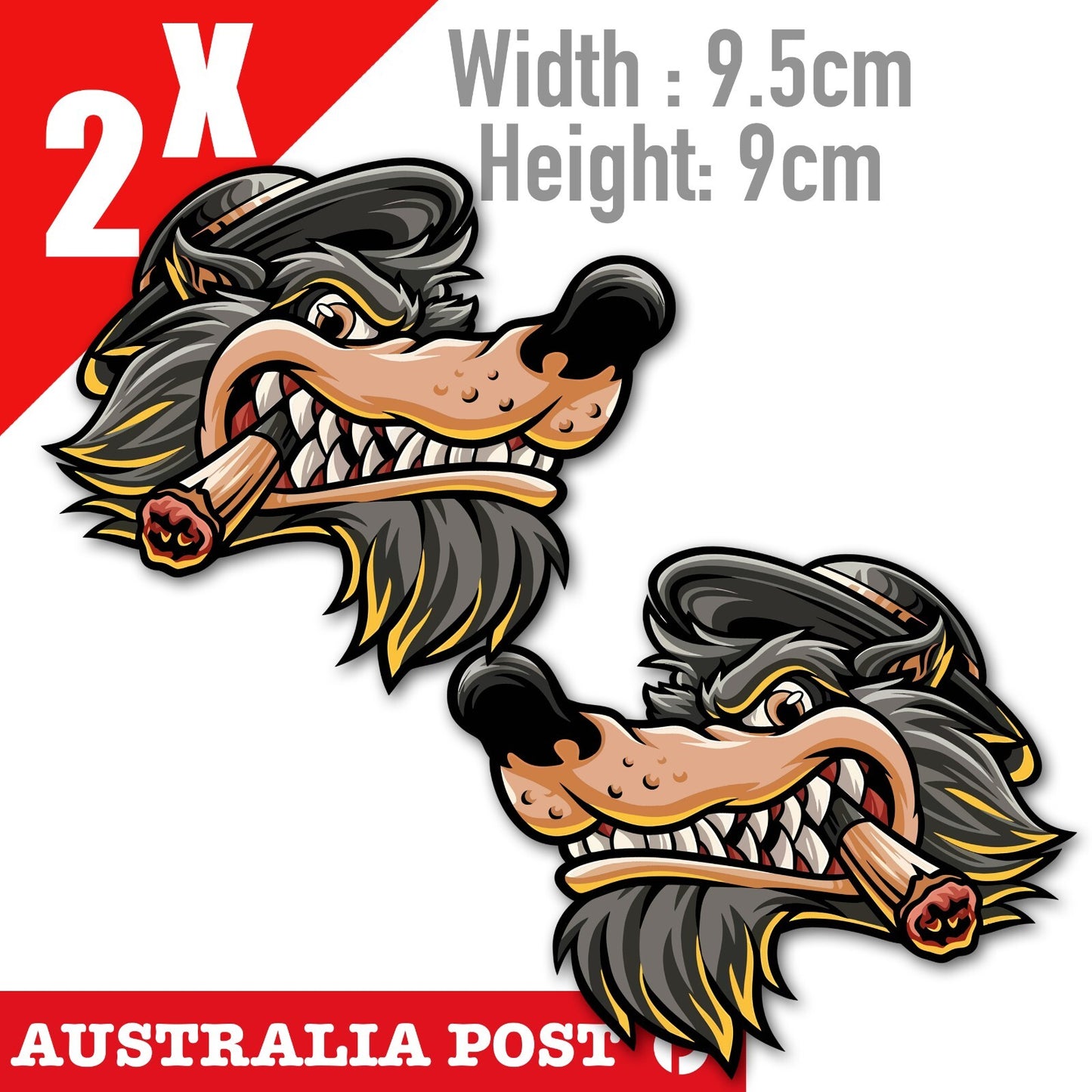 Angry WOLF SMOKING Head Decal  Stickers