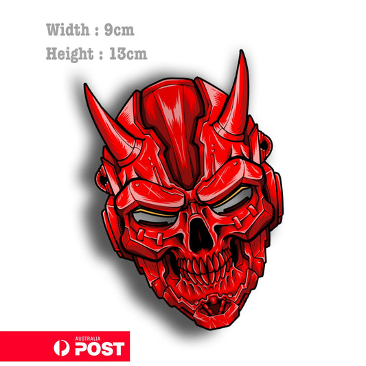 Oni Skull Mask RED Devil  Laptop , Car  Decal Sticker 