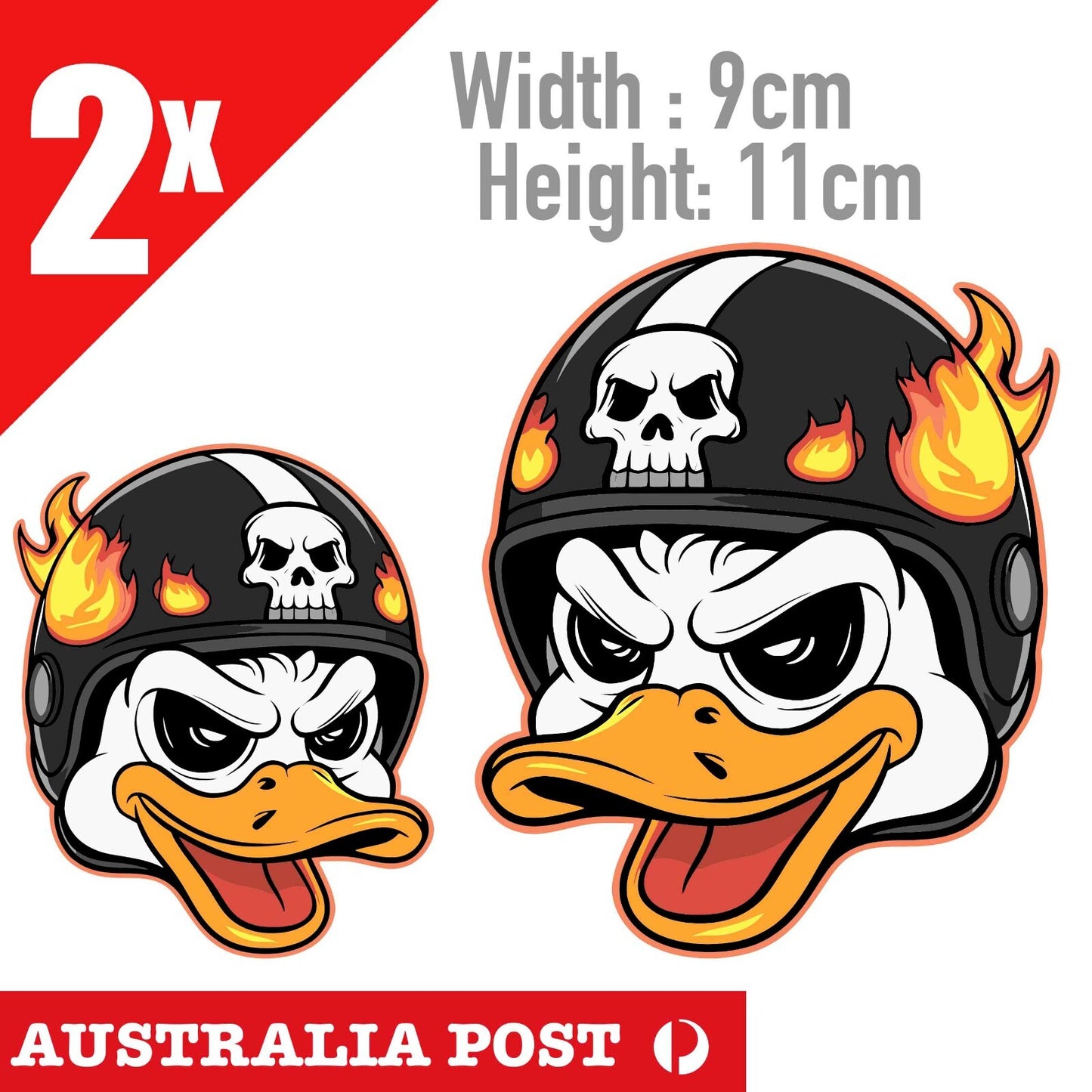 Flame Skull Head Helmet Angry Duck motorcycle Fuel Tank Decal Stickers