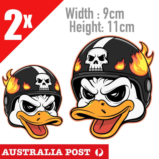 Flame Skull Head Helmet Angry Duck motorcycle Fuel Tank Decal Stickers