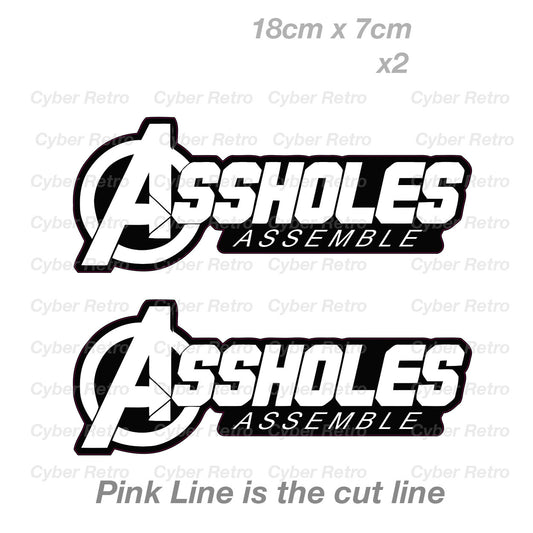 MARVEL AVENGERS - AS#HOLES Assemble Funny Vinyl  Sticker 