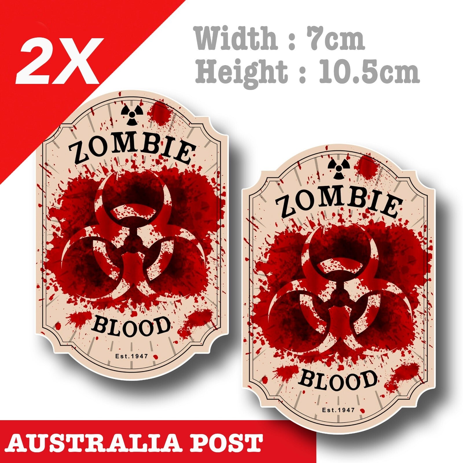 Zombie Blood Label, Zombie Biohazard Label Blood Decal Sticker