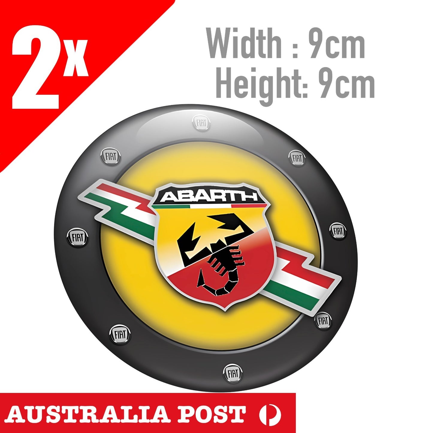 Fiat Abarth Round Badge Logo Racing Logo Yellow Sticker