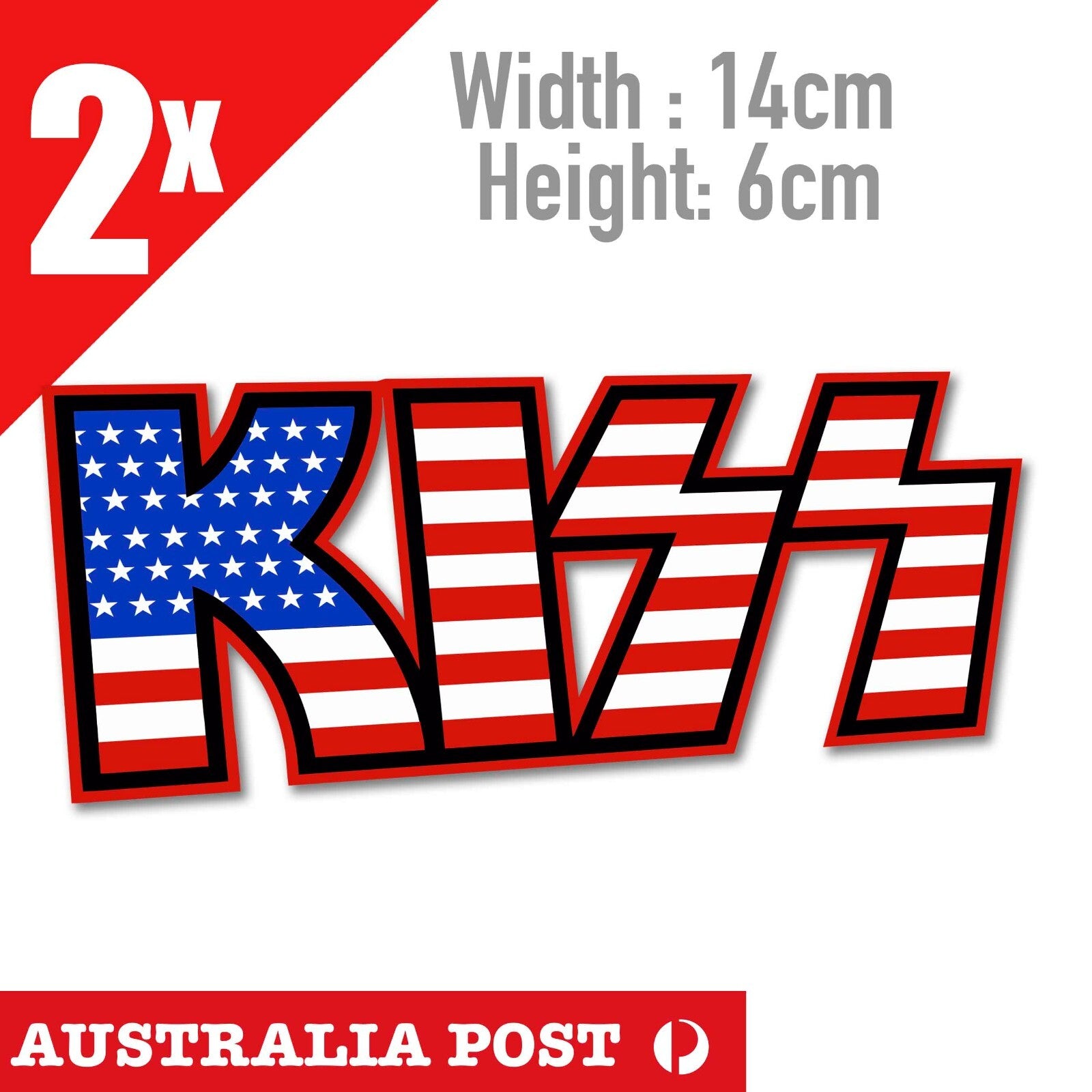 KISS ROCK Band Logo American Flag , KISS Logo  Decal Stickers