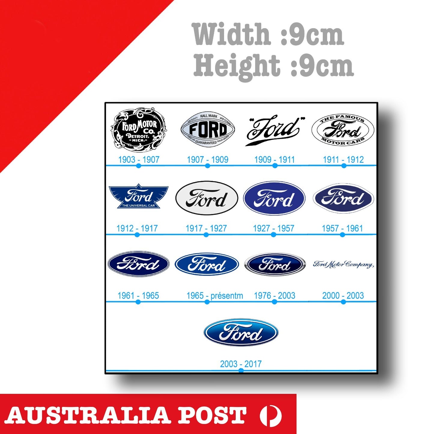 Ford Logo History Board  Sticker