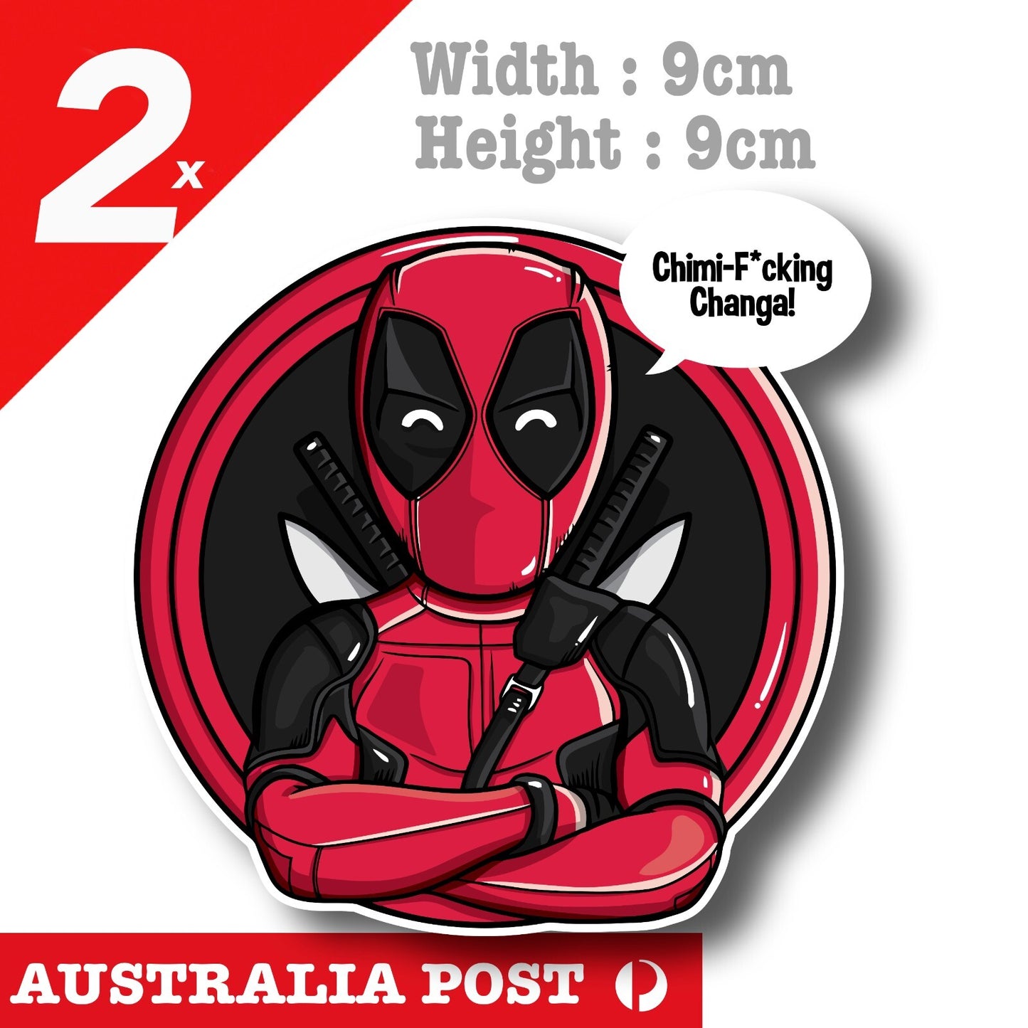 Deadpool Chimi F#cking Changa Funny Marvel Superhero Character Sticker