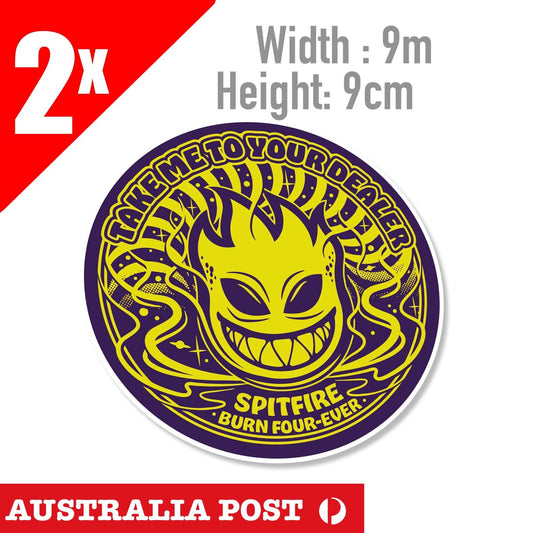 Spitfire Flame  Yellow  Vinyl Sticker Skate Car Laptop Phone  Sticker