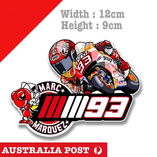Marc Marquez 93 Motorcycle, MotoGP, Helmet  Logo Sticker