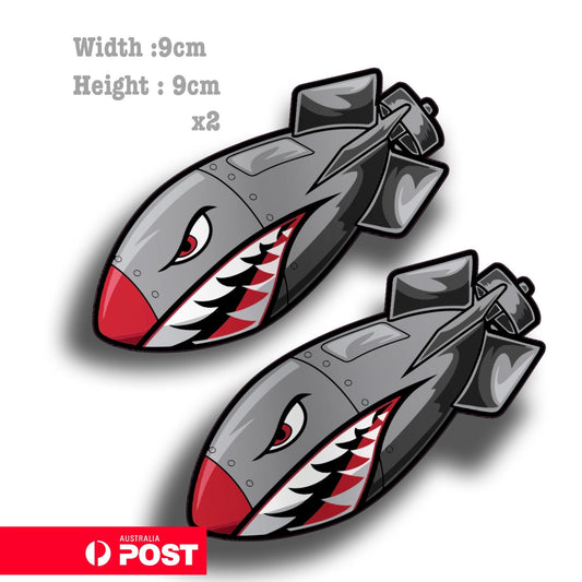 Angry Bomb with Teeth - Bombs Away  x2  Decal Sticker 