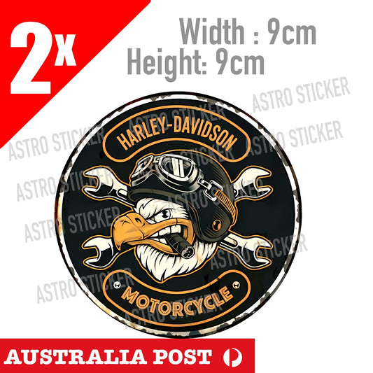 Angry Eagle with Cigarette Garage Harley Davidson Motorcycle Logo Sticker