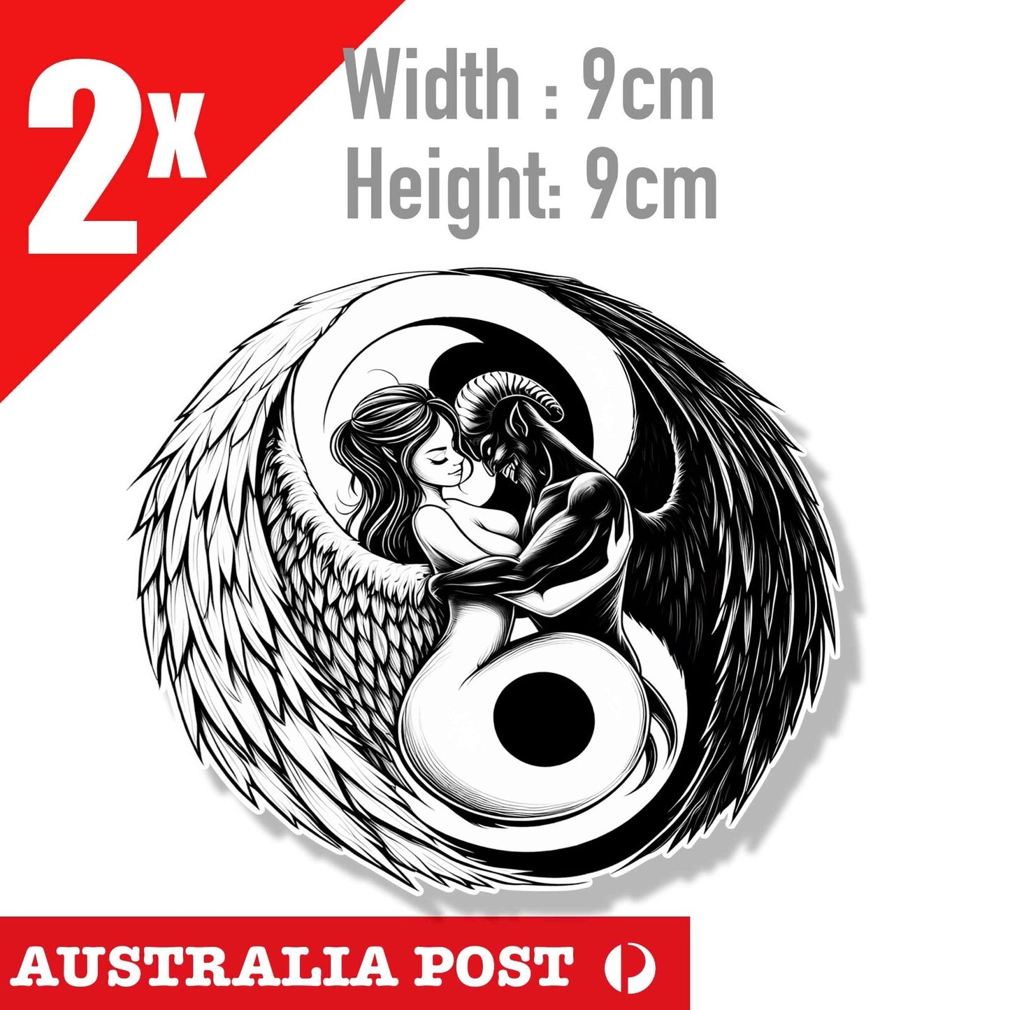 DEVIL and ANGEL Yin Yang Round Yin and Yang Stickers