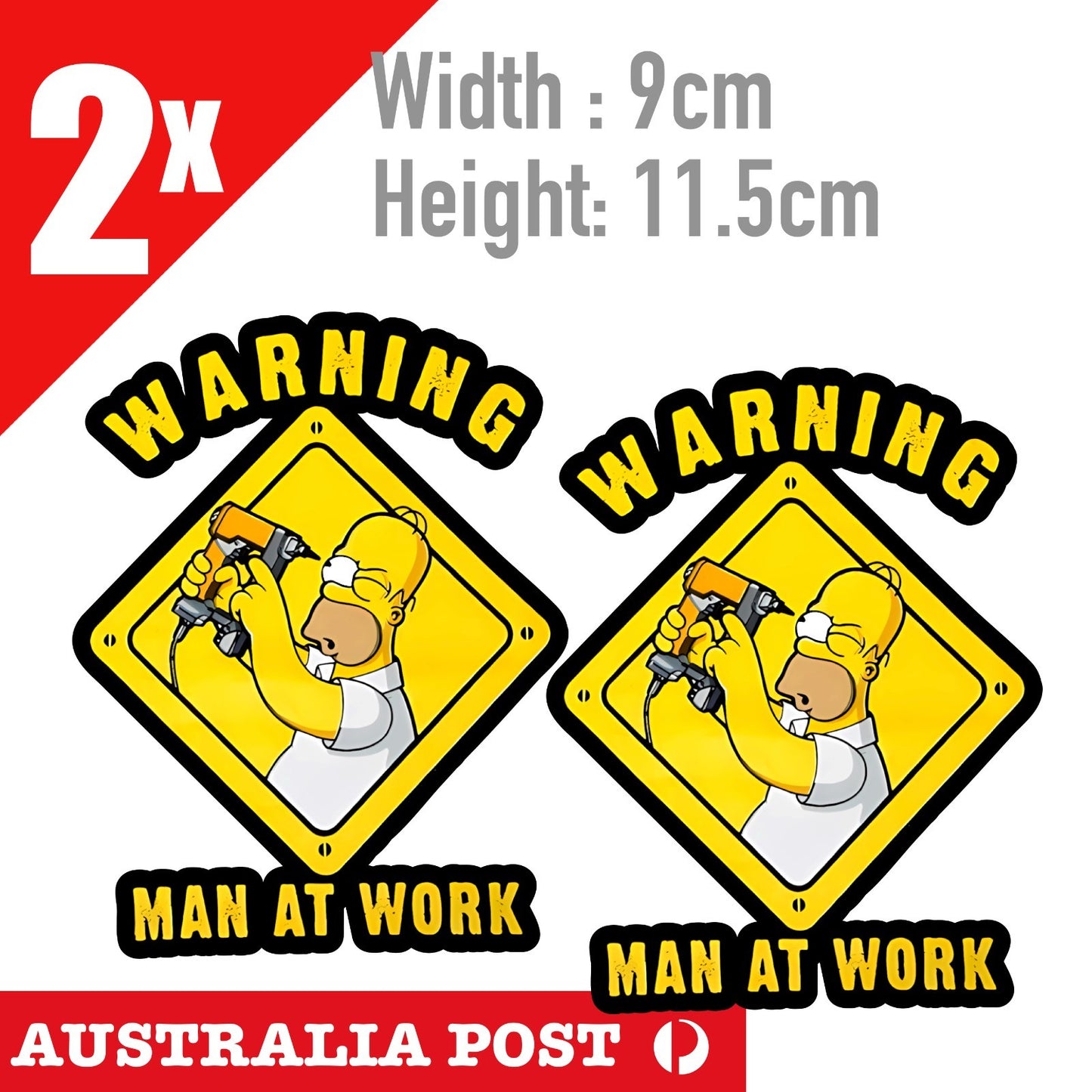 Homer SIMPSONS Builder , WARNING Sign, MAN AT WORK Funny Sticker