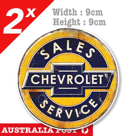 CHEVROLET Logo, SALES & Service Old Vintage Damaged, Rusted Scratched Stickers